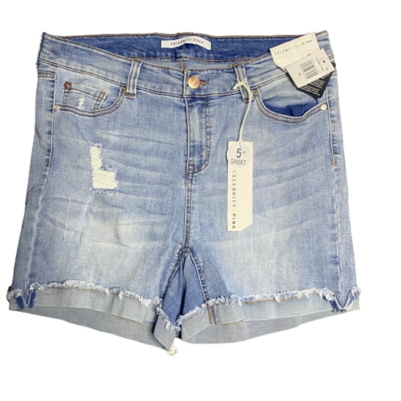 NWT Celebrity Pink Plus Denim Cuffed Shorts - Picture 1 of 3